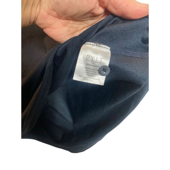 BYLT Basics Drop-Cut Henley Shirt XL Short Sleeve Navy Blue Lux Cotton Blend - Picture 5 of 5